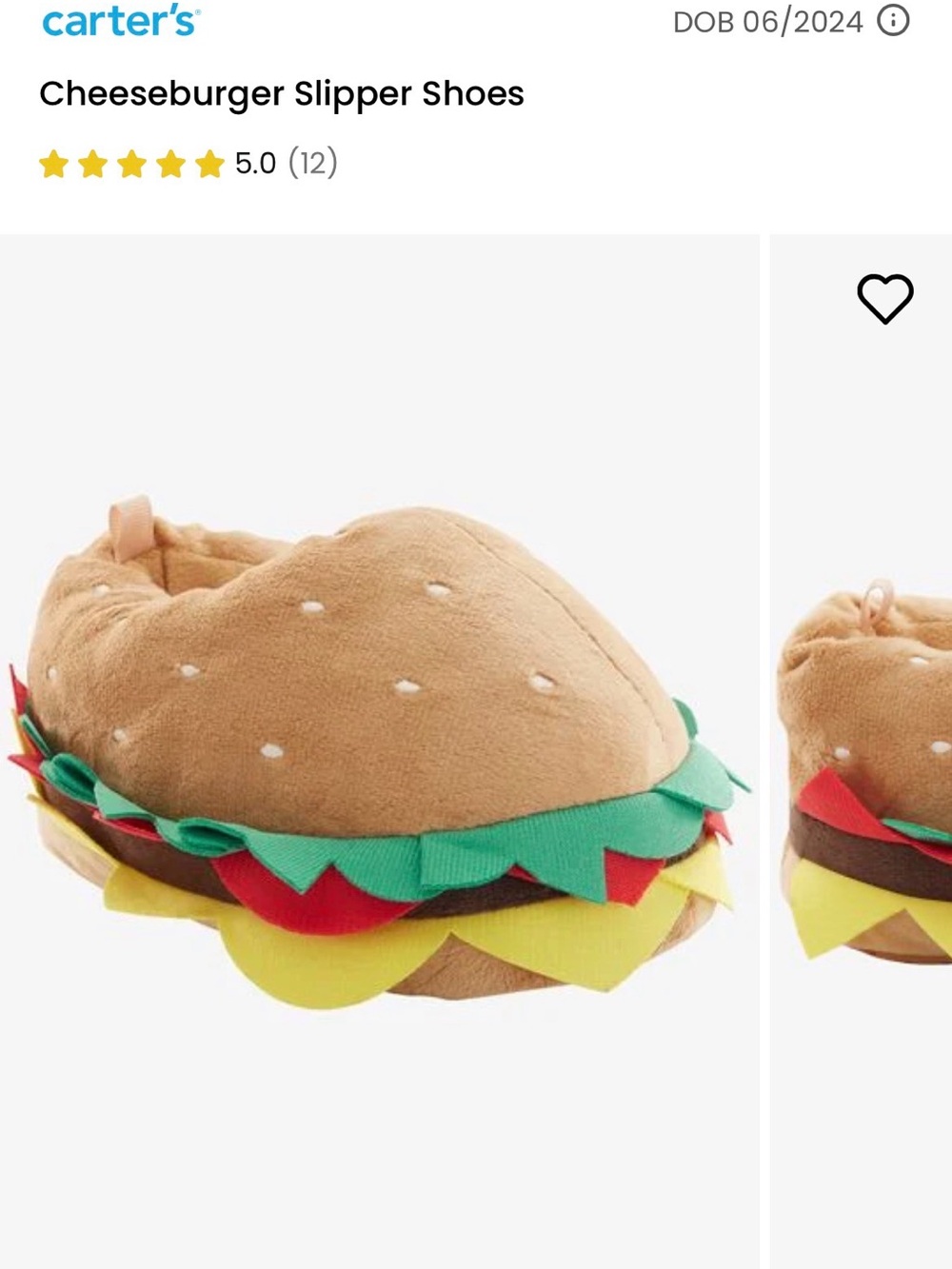 🍔 Carter's Cheeseburger Slippers 🍔